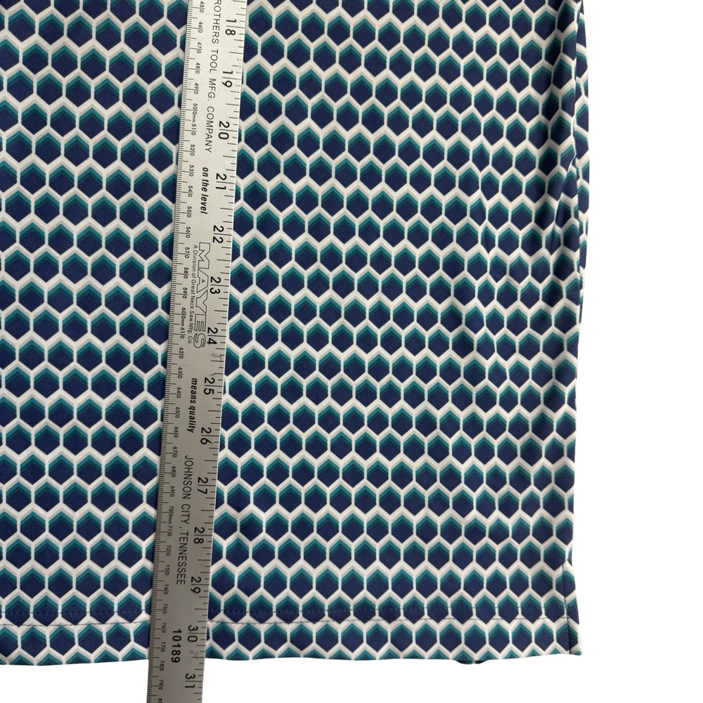 Hickey Freeman Golf Polo Mens Large Blue Geometric Honeycomb Excellent Stretch - Picture 5 of 10